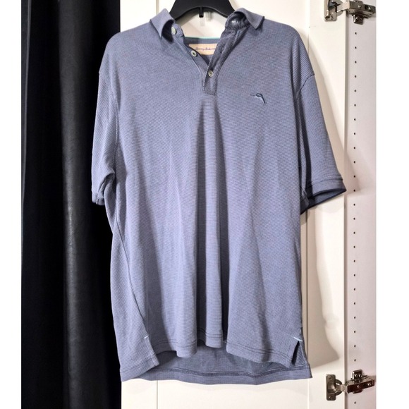 Tommy Bahama Other - Tommy Bahama Mens Polo Shirt Blue Gingham Print Short Sleeve Golf Casual Size‎ L